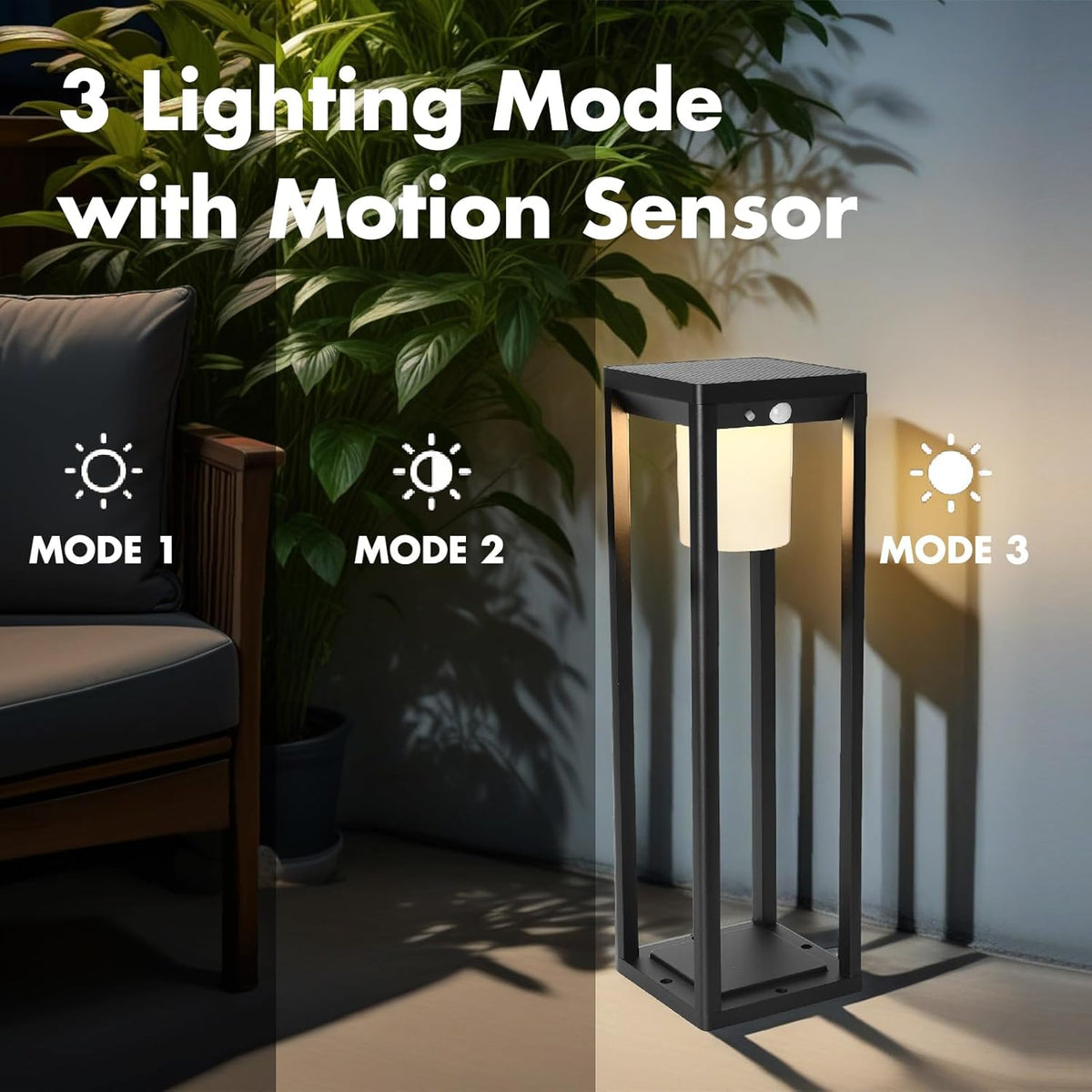 Solar Floor Lamp Outdoor Waterproof, Motion Sensor Pathway Lights