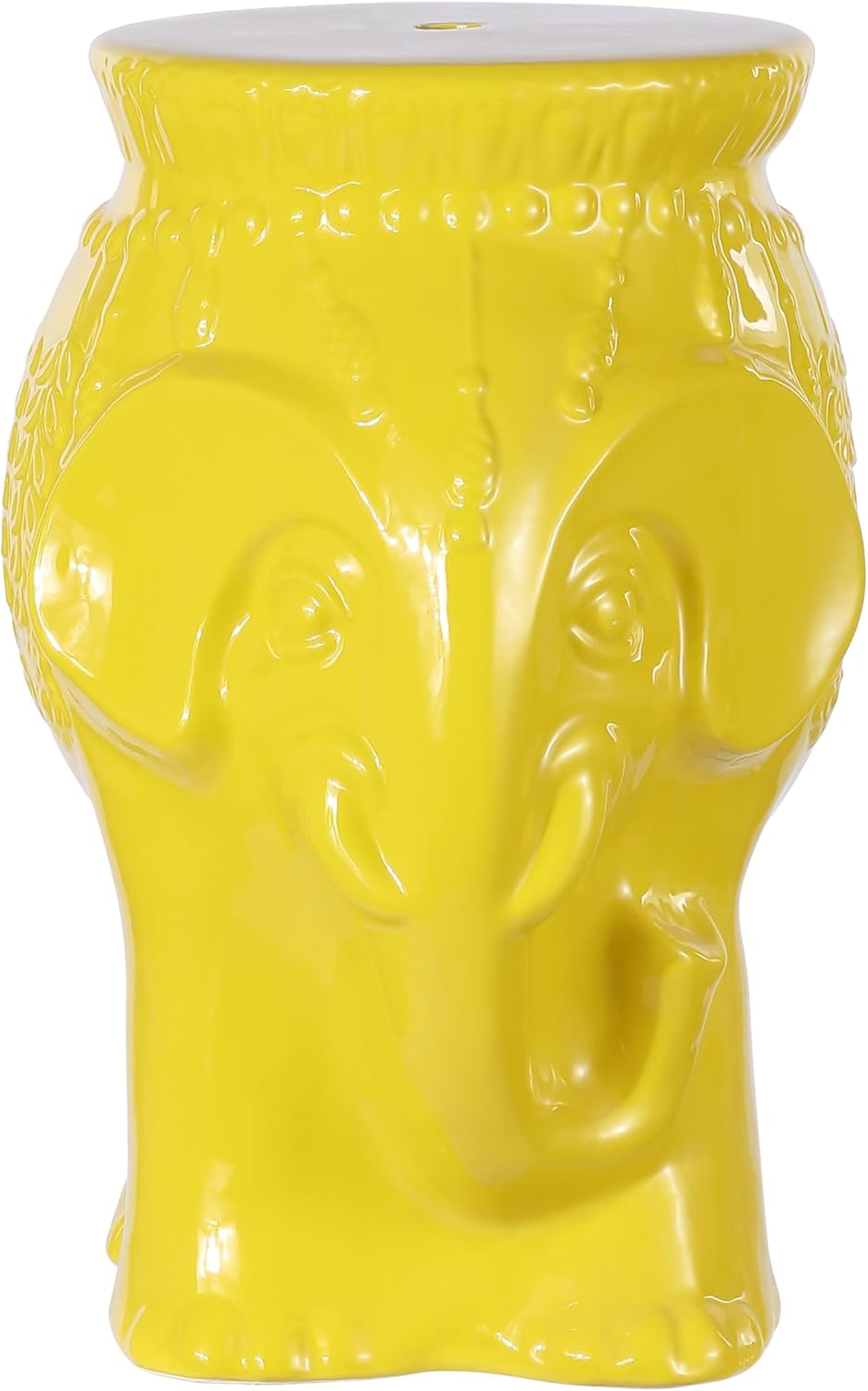 JONATHAN Y Orla Elephant Garden Stool 18.5" Ceramic Accent Table, Yellow