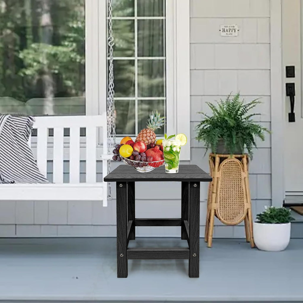 meluvici outdoor side table, hdps single adirondack side, close-up detail