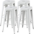 Yaheetech 30 Inch Metal Bar Stools Set of 4, Stackable Barstools, White