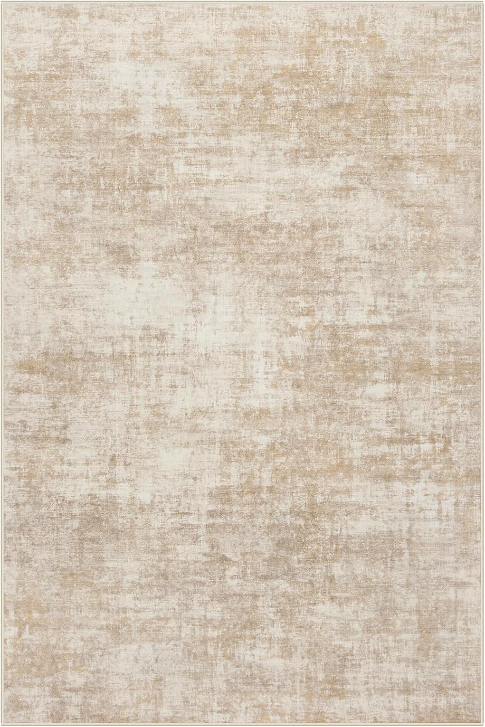 9x12 Area Rugs for Living Room: Washable Abstract Beige Badroom Carpet
