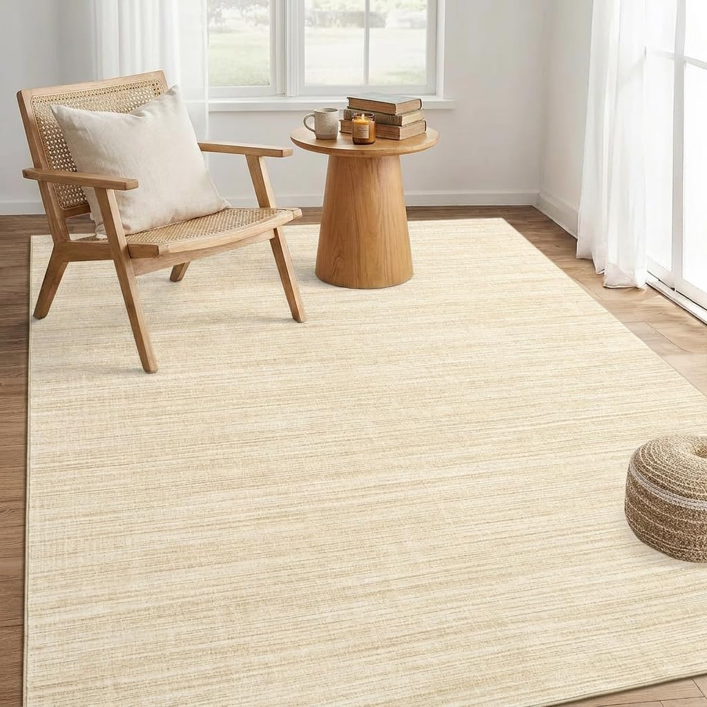 Garvee Living Room Rug 5x7 Modern Solid Color Area Rug for Bedroom, Camel