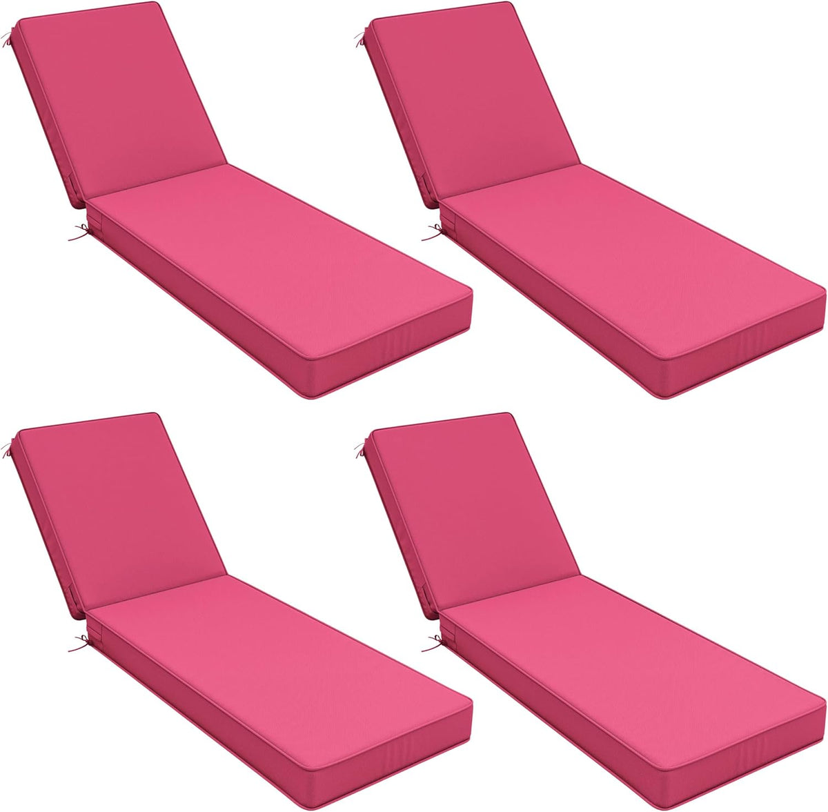 Chaise Lounge Cushions Outdoor of 4, 80 x 26 Inch Fade Resistant Ties Beach