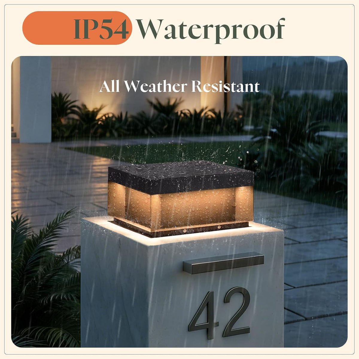 11.8'' Outdoor Post Lights Hard Wired, AC100-240V Outdoor Pillar Light