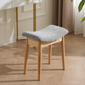 18" Small Vanity Chair Ottoman Bench Saddle Cushion Linen LightGray