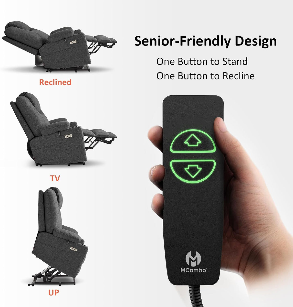 MCombo Power Lift Recliner Chair for Elderly R7510(Grey, Large-Wide)