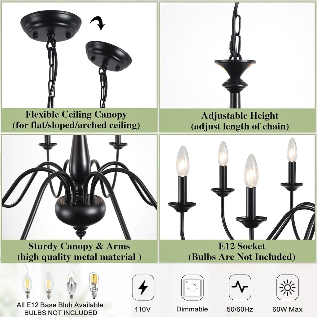 farmhouse chandeliers for dining room light fixture black, side view
