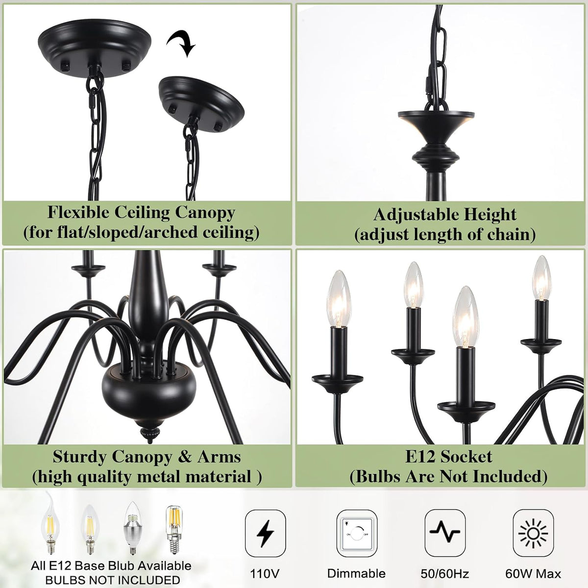 farmhouse chandeliers for dining room light fixture black, side view