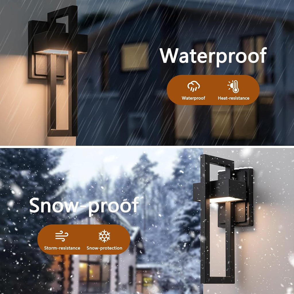 2-Pack Modern Outdoor Wall Lights, 15W LED Exterior Lighting