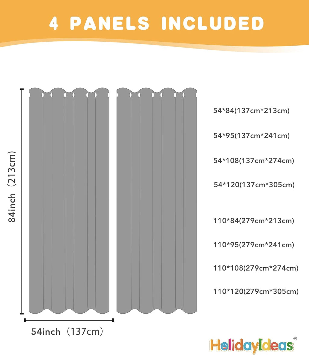HolidayIdeas Outdoor Curtains for Patio Waterproof 4 Pcs 54x84 Inch Cream