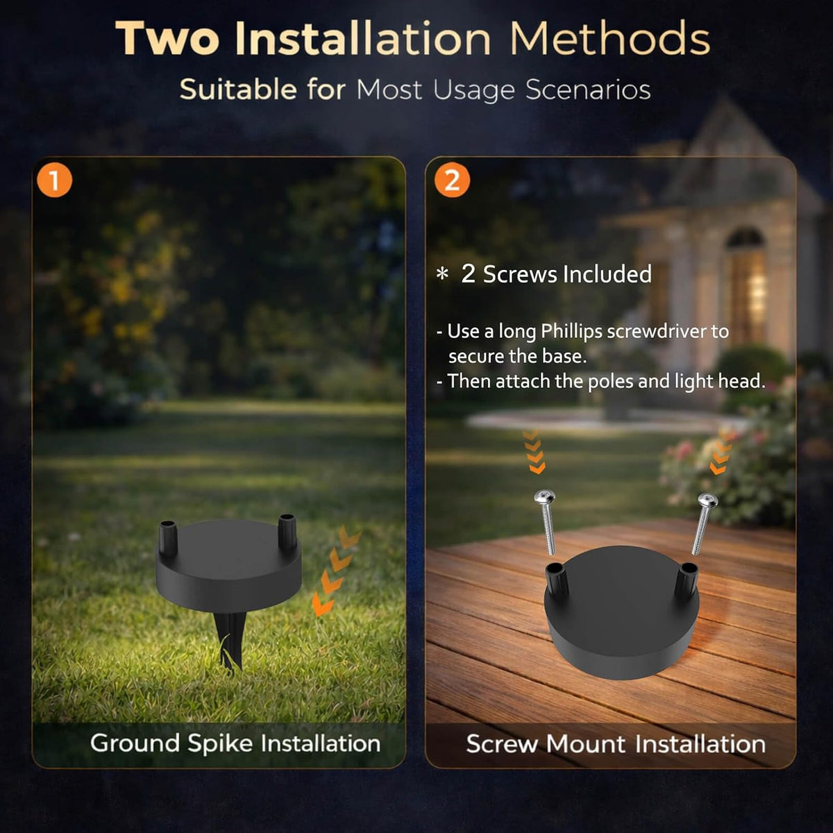 24" Solar Bollard Lights (4-Pack)
