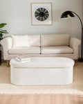 43.3 Inches Foldable Storage Ottoman Bench, Oval Footrest