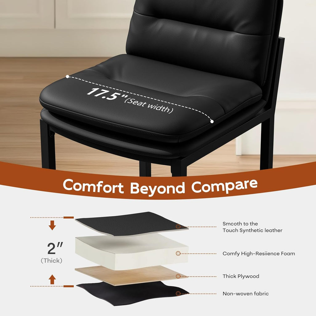 24" Black Counter Height Bar Stools Set of 4, Double-Layer Seat