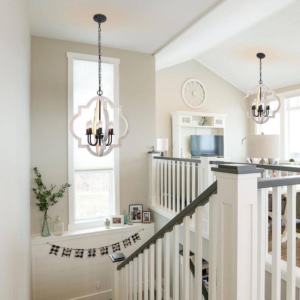 21.65'' farmhouse chandelier, 6 light rustic dining room on a desk or shelf
