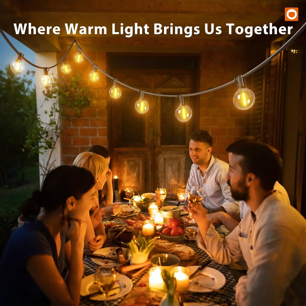addlon outdoor string lights 100ft g40 with remote on a desk or shelf