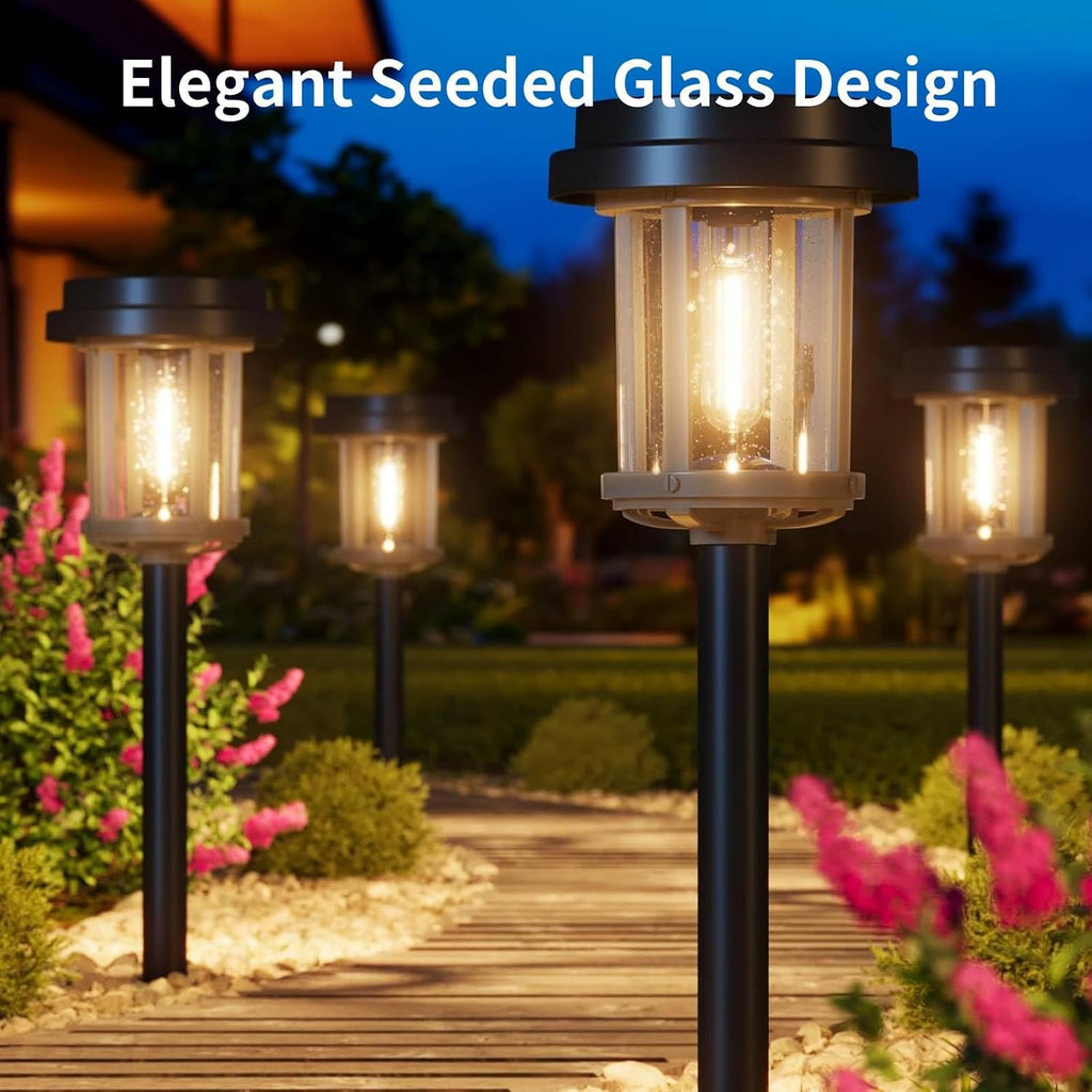 XMCOSY+ 6 Pack Solar Pathway Lights Outdoor, 20 LM Solar Lights for Garden