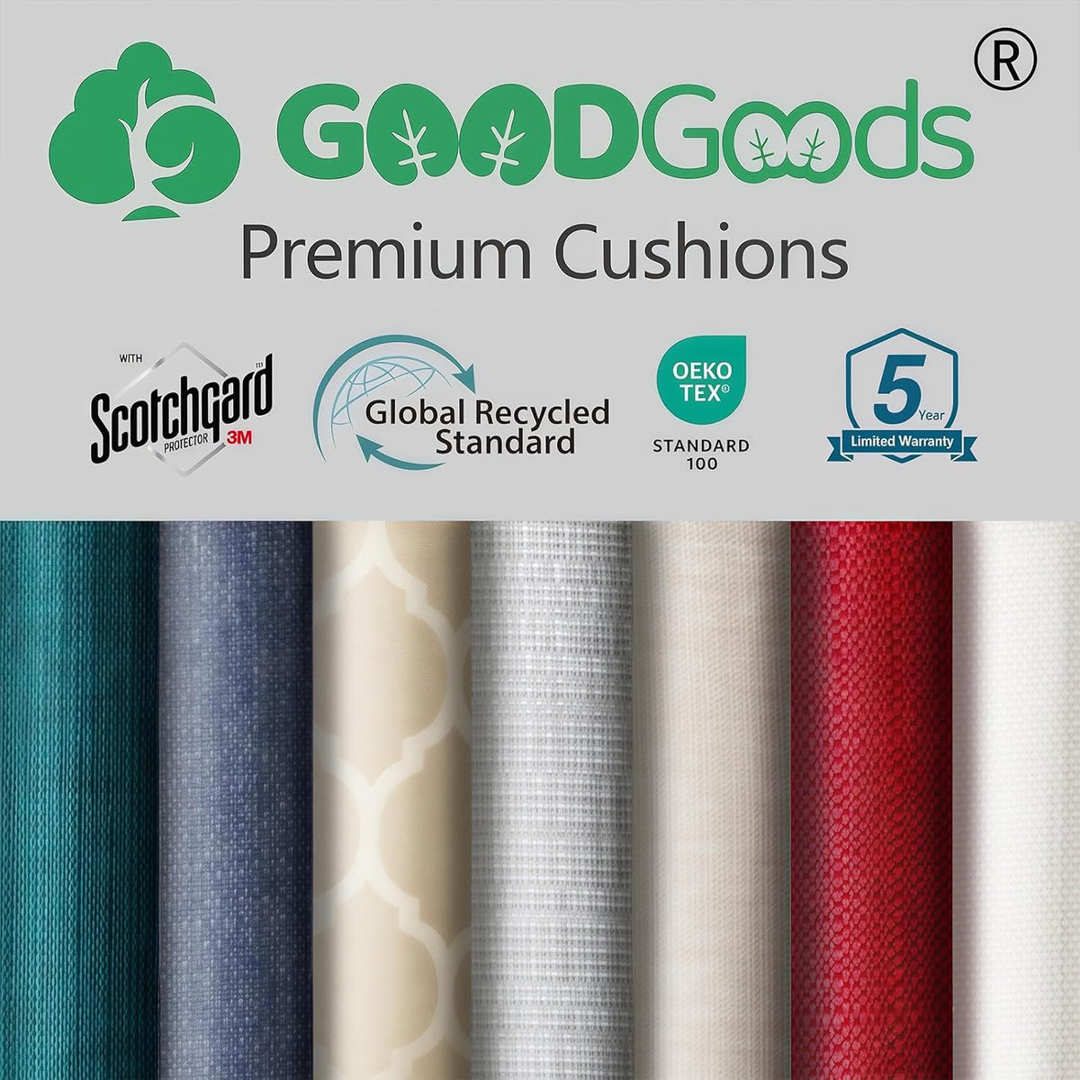 Goodgoods 24x24 Outdoor Deep Seat Cushions 2-Pack, 30D Foam, Stone Gray