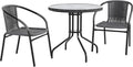 Flash Furniture 28 in Tempered Glass Round Table with 2 Chairs, Gray