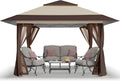 CROWN SHADES 11x11 Pop Up Gazebo, Outdoor Canopy Tent, Beige & Coffee