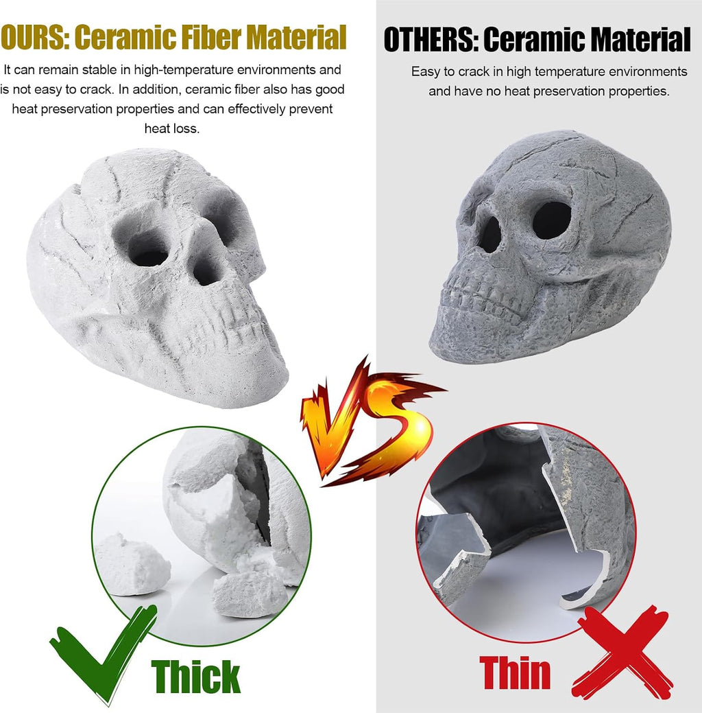 colingmill 2 pack ceramic fire pit skull 8.7 shown in use