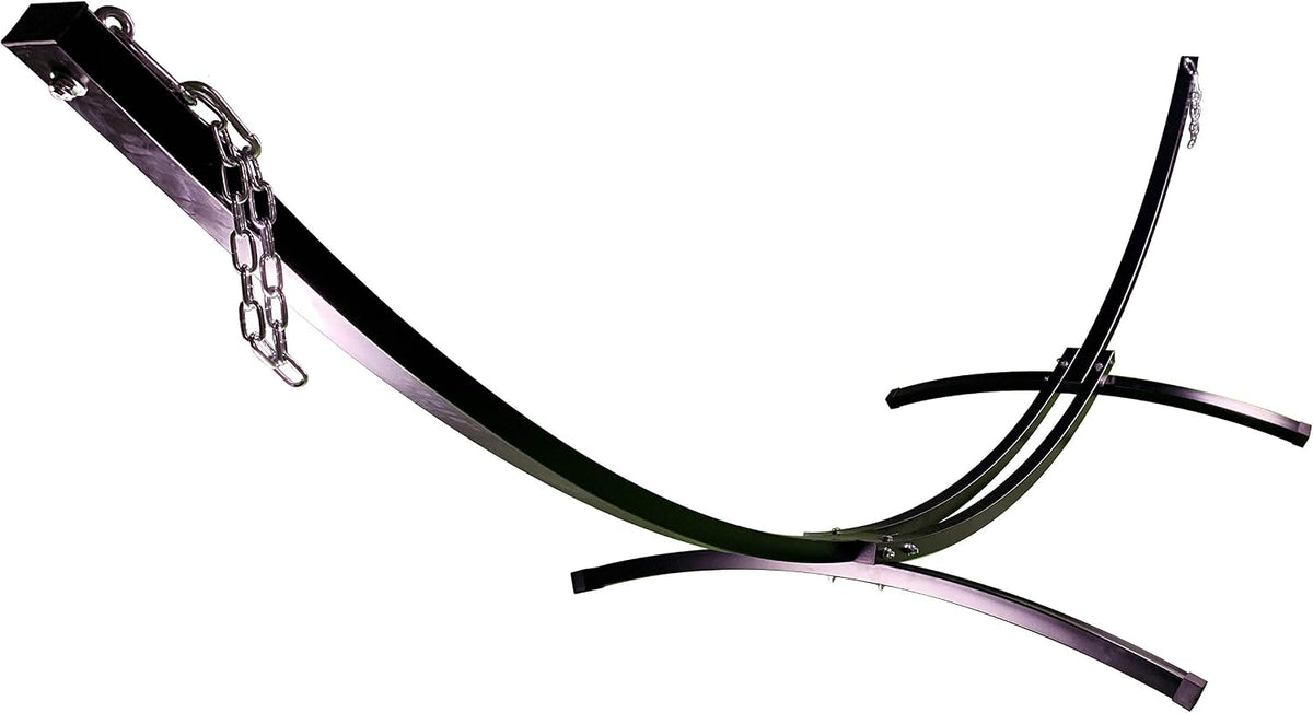 15 Ft Indoor/Outdoor Powder Coated Galvanized Steel Arc Hammock Stand. Strongest Supports Single/Double Hammock Bed.(Black)