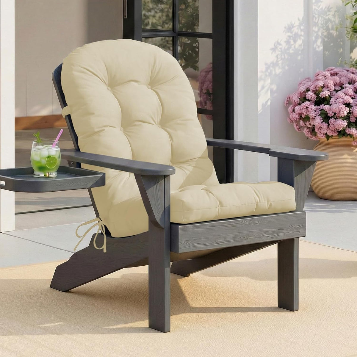 Adirondack Chair Cushion 44"x19"x4", High Back Rocking Chair Cushion Non-Slip Waterproof Patio Chair Cushions for Outdoor Indoor, UV Resistant One-Piece Glider & Porch Rocker Cushion, Cream Yellow