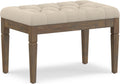 SIMPLIHOME Waverly 28" Wide Linen Look Rectangle Ottoman in Natural