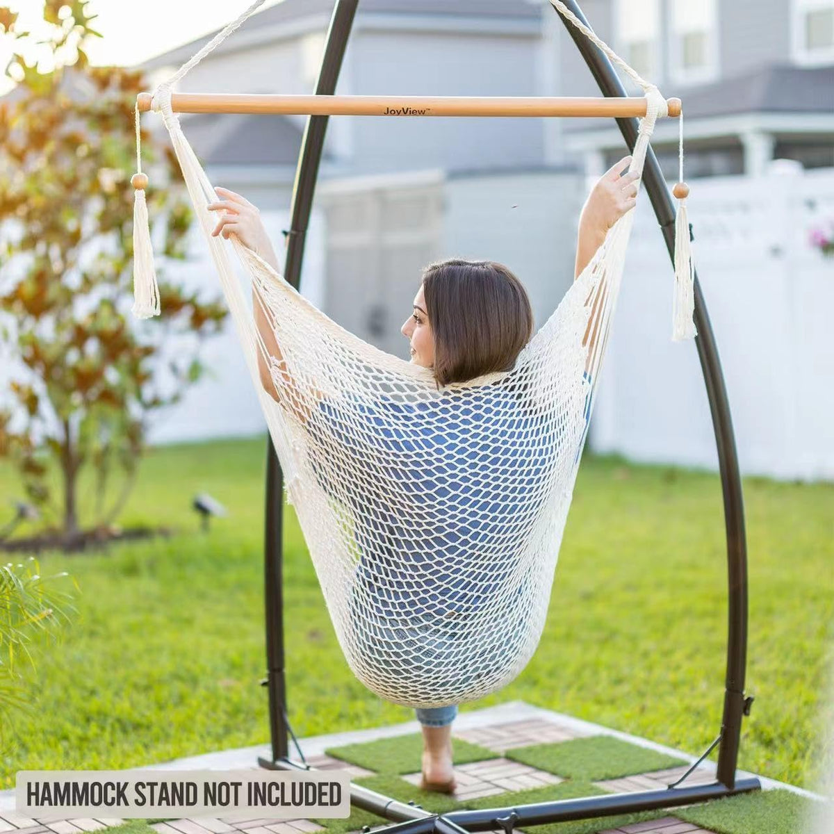 joyview hanging hammock chair, caribbean rope swing chair, close-up detail