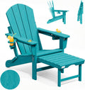 Mdeam HDPE Folding Adirondack Chair, 3-Level 400 lbs Cup Holders,Aruba Blue