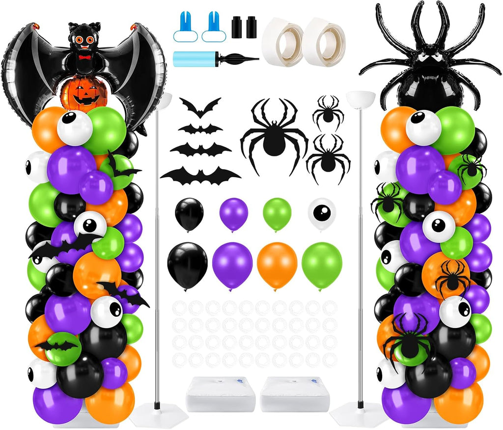 Kasyat 2 Sets Halloween Balloon Column Kit, Bat, Spider