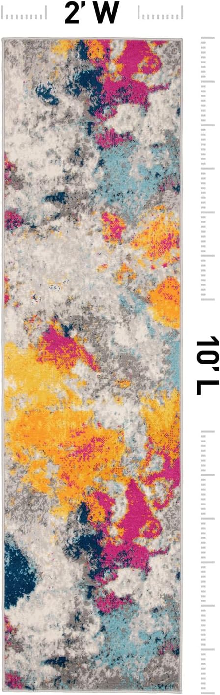 Rugshop Modern Abstract Living Room Non-Shedding Runner Rug Multi 2' x 10'