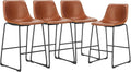 DUMOS Counter Height Bar Stools Set of 4, Faux Leather Metal Bar Chairs