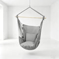 MoNiBloom Hammock Chair Hanging Rope Swing w/2 Cushions, Hold 350 lbs, Gray