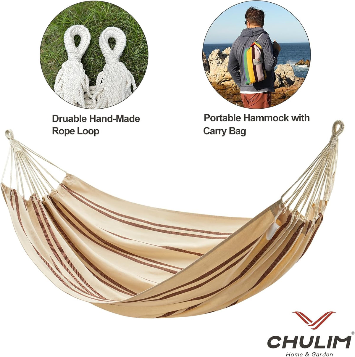 Brazilian Double Hammock with Tree Straps, Extra Large, 450 lbs Capacity