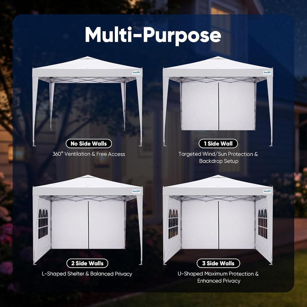 Quictent 10x10 Pop Up Canopy Tent with 3 Sidewalls