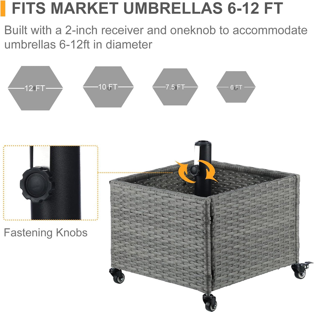 SUNNYPARK Umbrella Base with Wheels and Fillable Planter 2 in 1