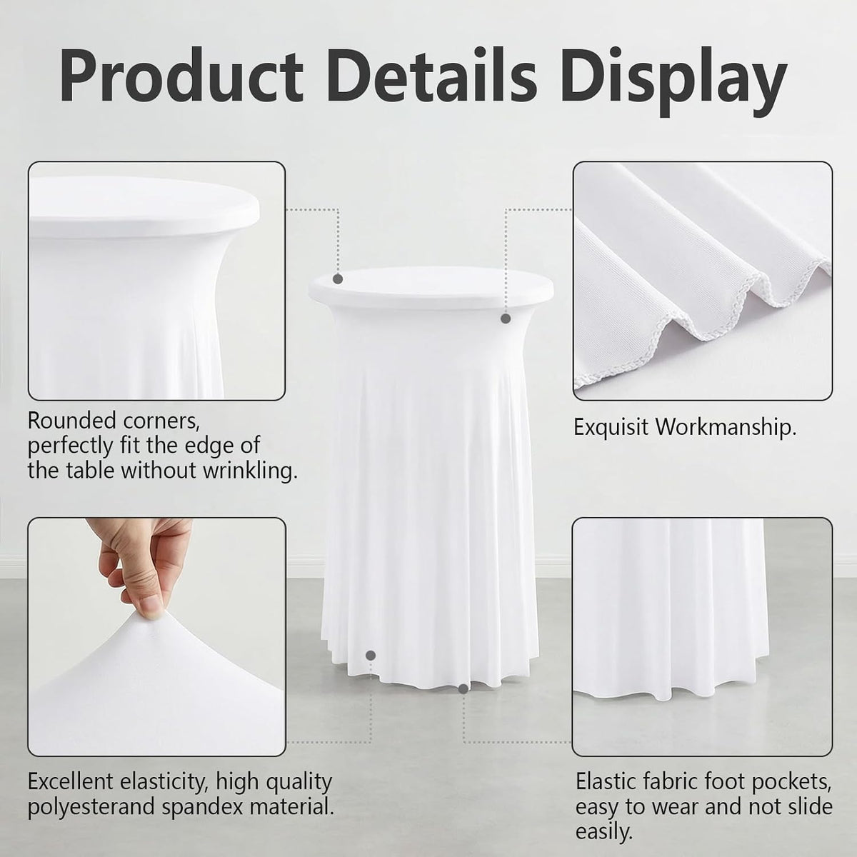 artsocket cocktail table covers, ruffle skirt, 2-pack, spandex, side view