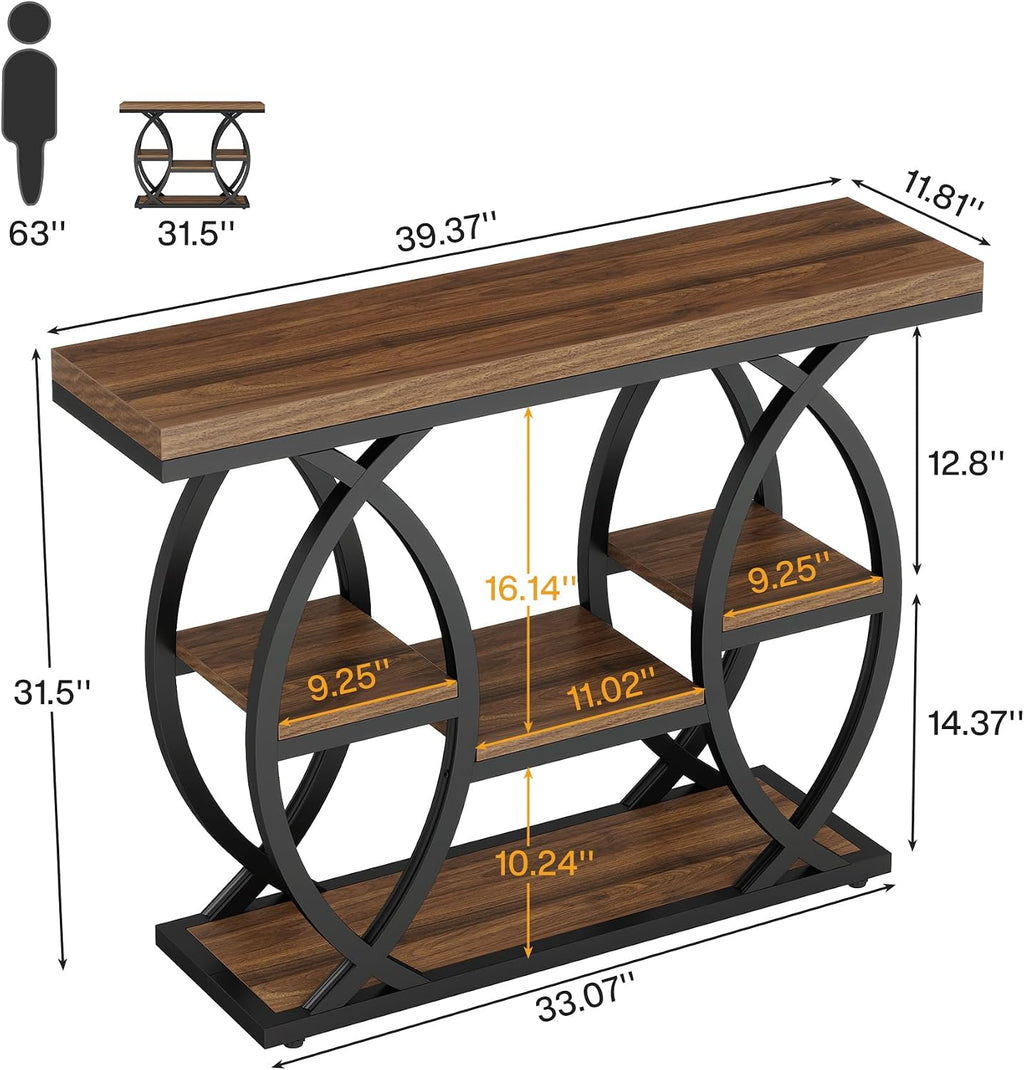 Tribesigns 39.4" Console Table, Sofa Table, Accent Tables, Rustic Brown