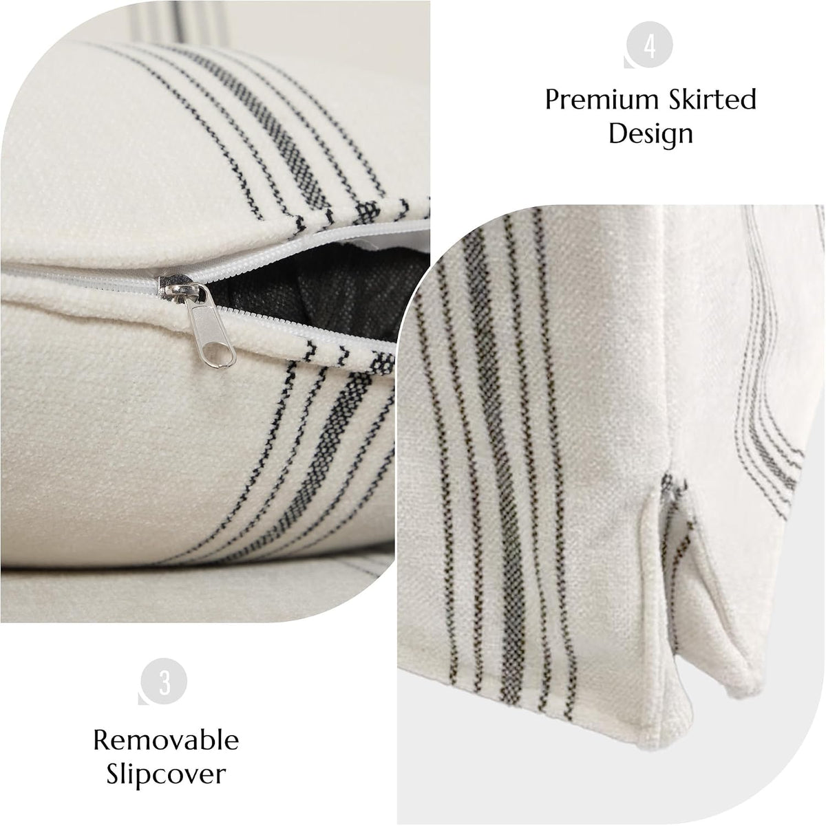 Coastal Removable Accent Chair for Living Room, 40", Chenille, Stripe