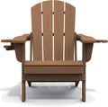SERWALL Outdoor Adirondack Chairs with 2 Cup Holders,Foldable,Brown
