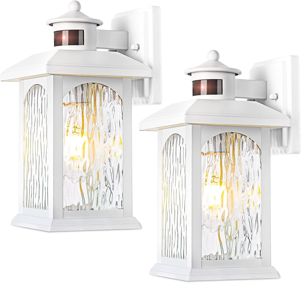 FILIYANO White Motion Sensor Outdoor Wall Lights, Dusk to Dawn, 2 Pack