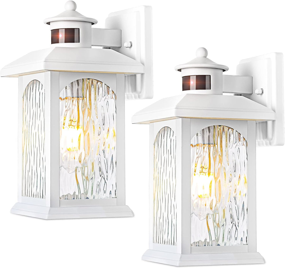 FILIYANO White Motion Sensor Outdoor Wall Lights, Dusk to Dawn, 2 Pack