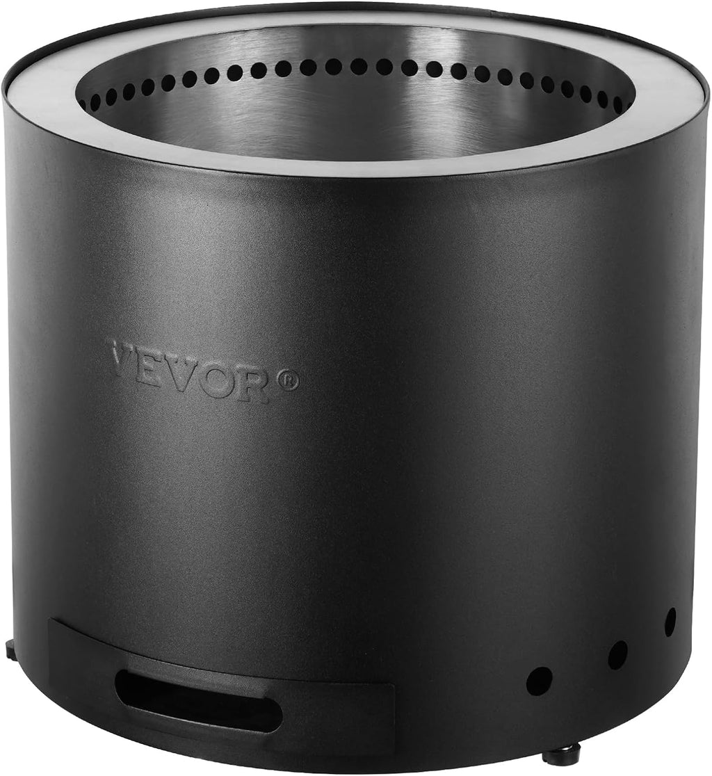 VEVOR Smokeless Fire Pit Stove Bonfire, H: 12.6 in x Dia: 15 in,Wood Burning Fireplaces with Removable Ash Pan, SUS430 Stainless Steel Inner Portable Outdoor Firepit, Ideal for Outdoor Patio Camping