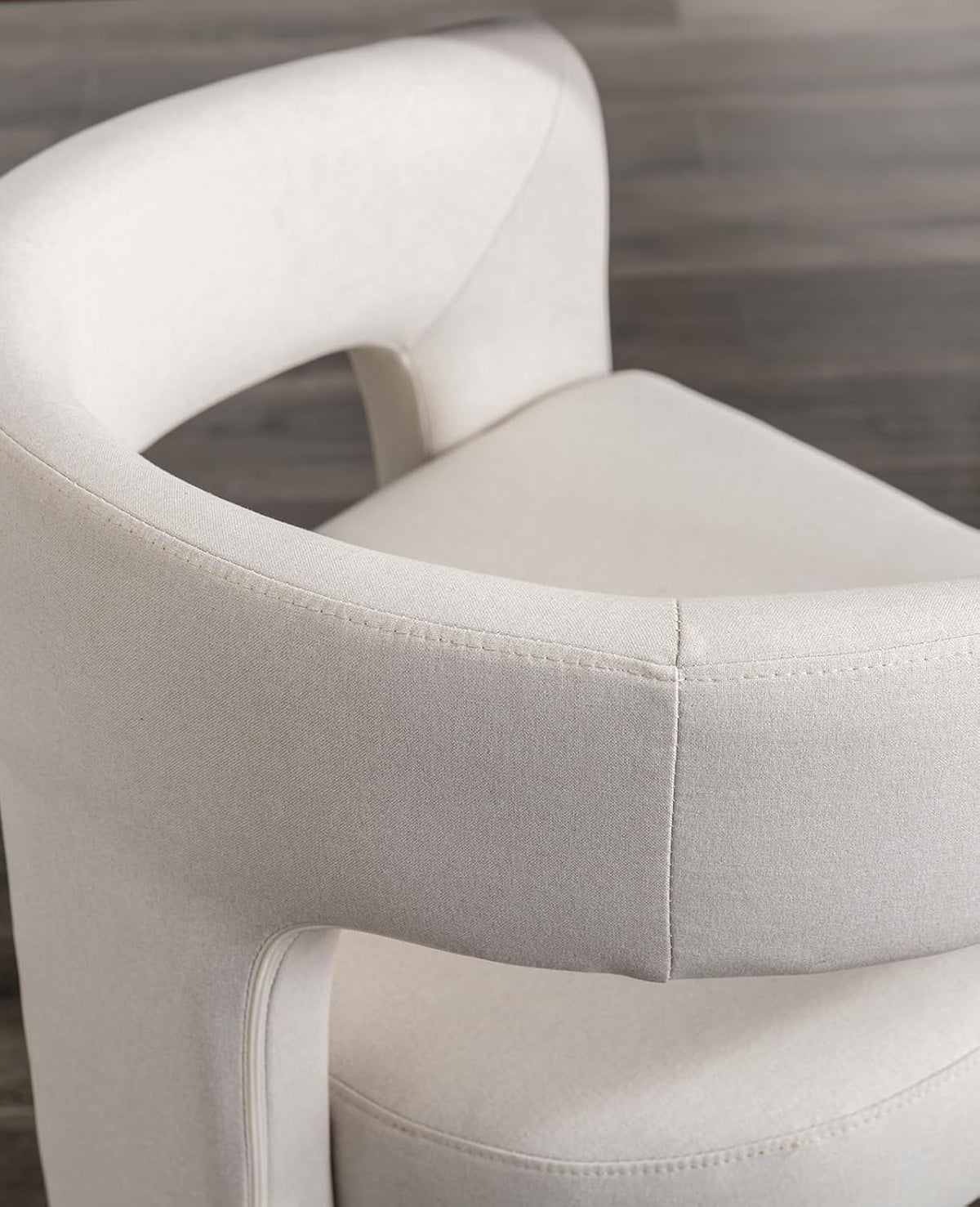 Modern Barrel Dining Chairs Set of 4, Upholstered Accent Kitchen Chair with Arms Comfy Linen Fabric Side Chair for Living Room/Home Office/Reception, Linen Cream