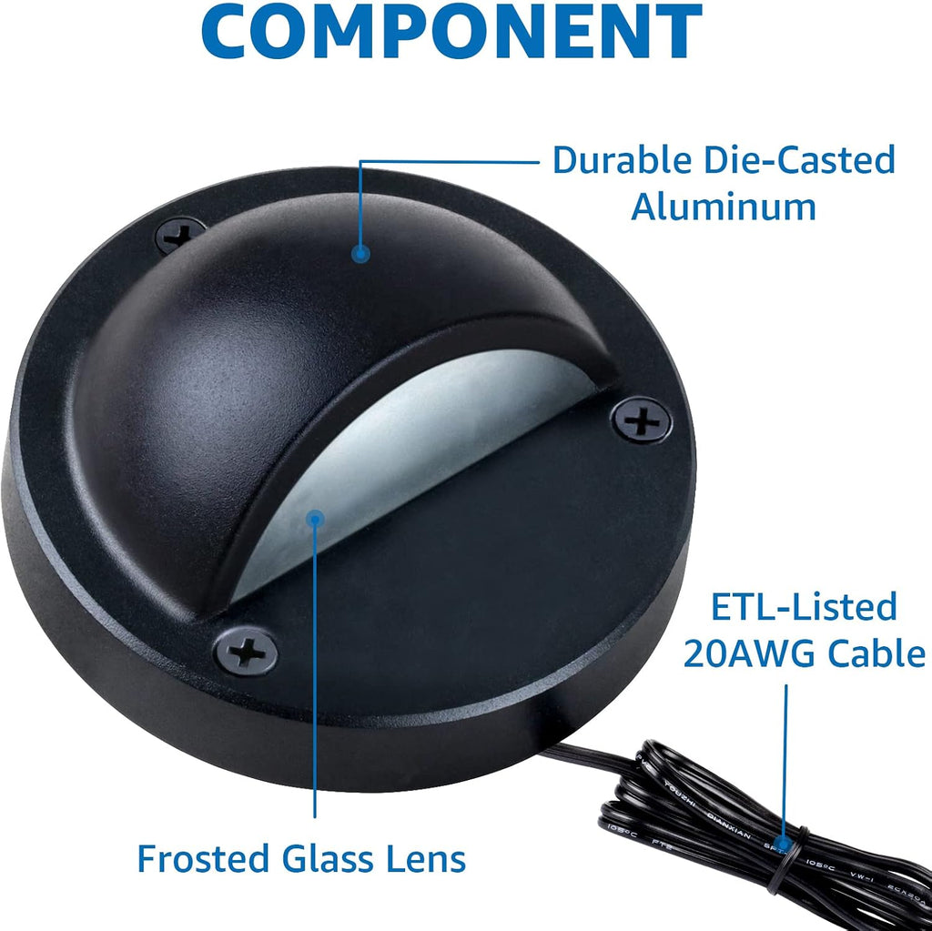 sunvie 4" low voltage deck lights 5w black showing dimensions