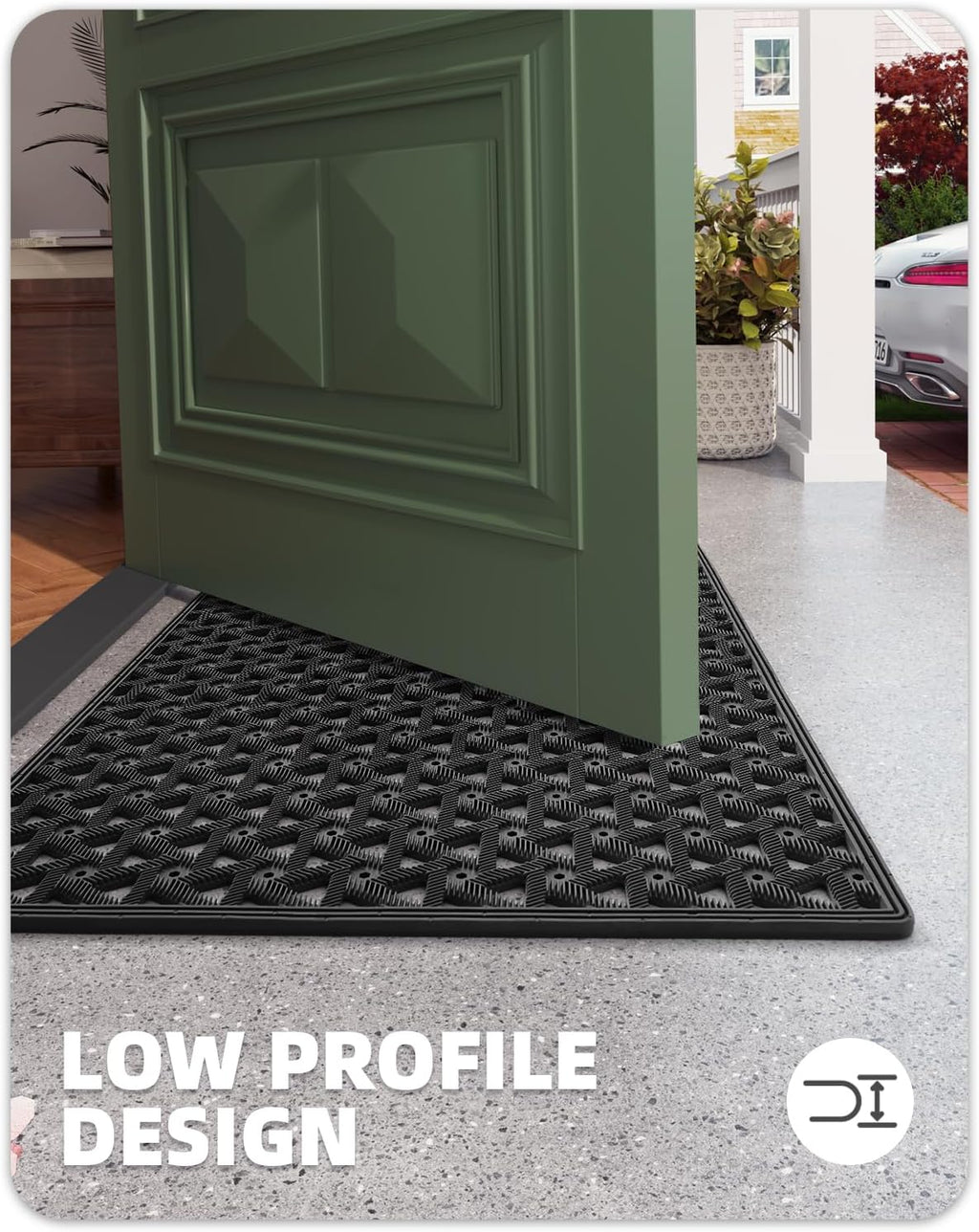 Color&Geometry Door Mat Outside Entrance with Drainage, 24"X36" Black