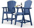 Ciokea Tall Adirondack Chairs Set of 2 with Connecting Trays, Navy Blue