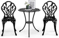 Outvita 3 Piece Cast Aluminum Bistro Set, Tulip Pattern Black