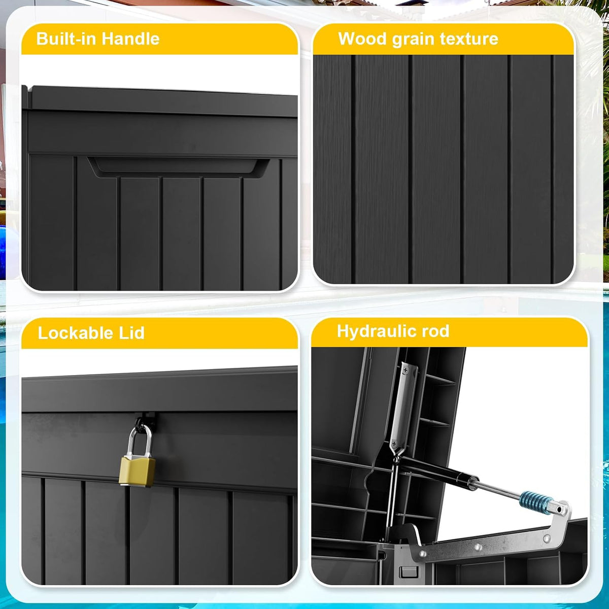 280Gal Outdoor Storage Box Waterproof Lockable Deck Box