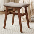 Solid Wood Vanity Stool, Padded Foot Stools Ottoman, Walnut